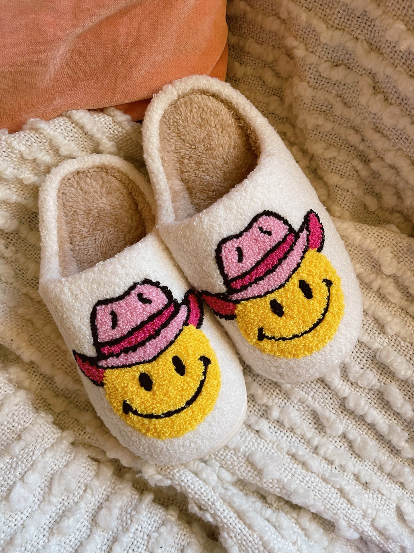Smiley Cowboy Hat Slippers