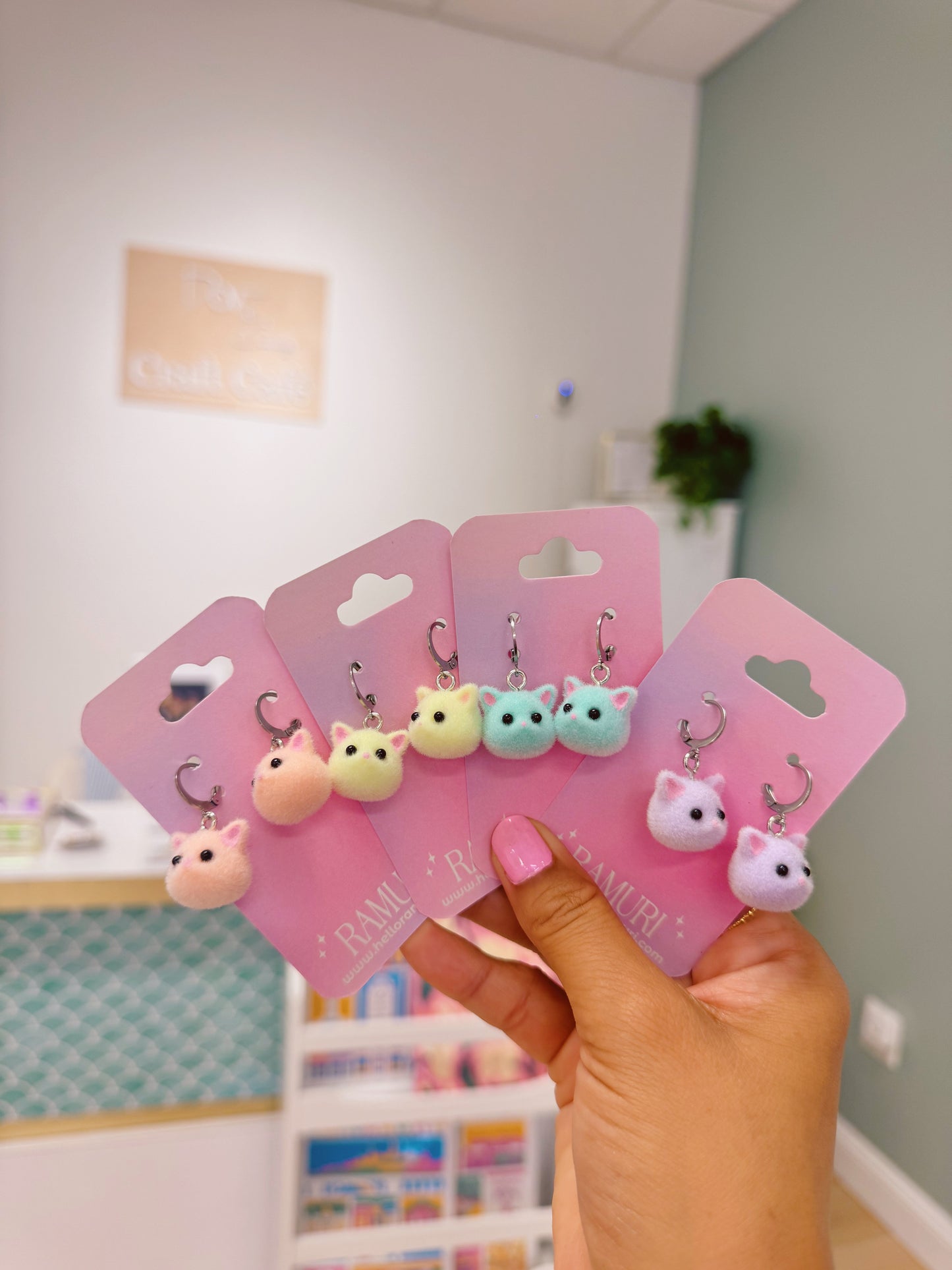 Velvet kitty earrings