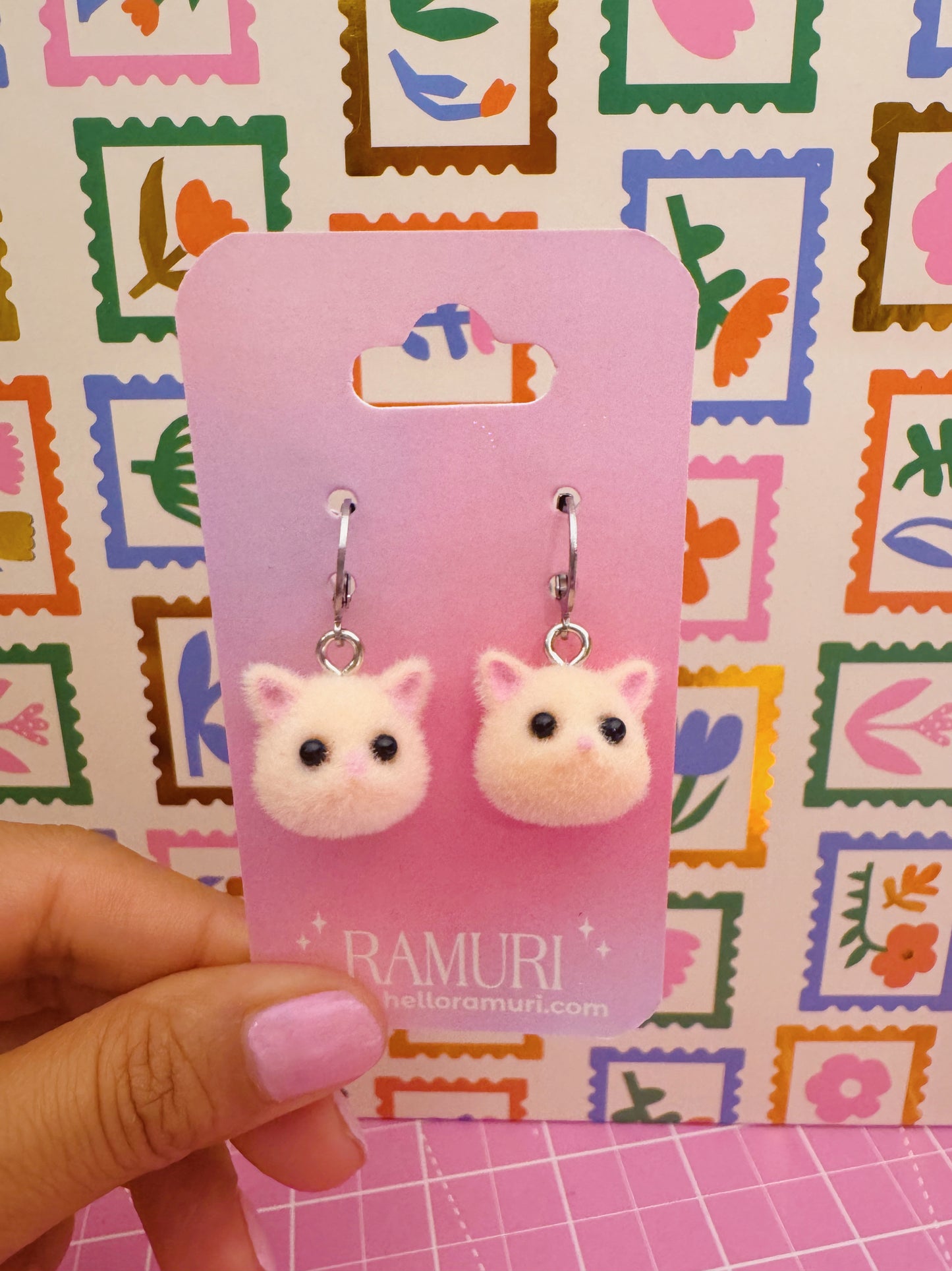 Velvet kitty earrings