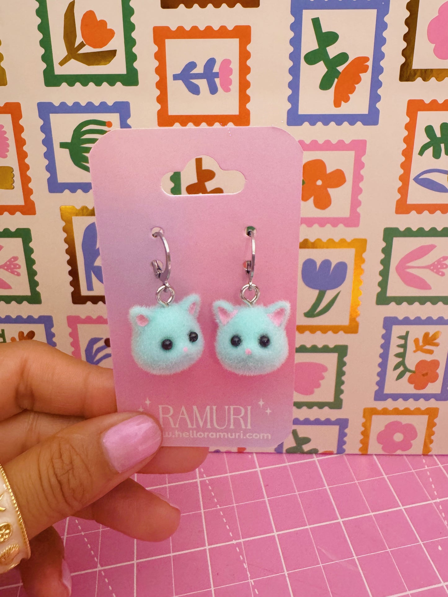 Velvet kitty earrings