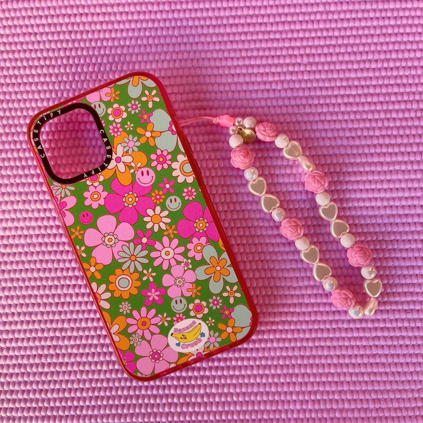 Pearl and Flower Phone Strap